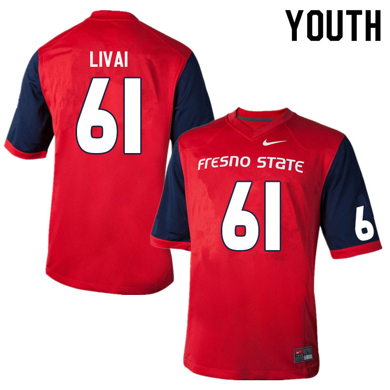 Youth #61 Tilini Livai Fresno State Bulldogs College Football Jerseys Sale-Red - Click Image to Close